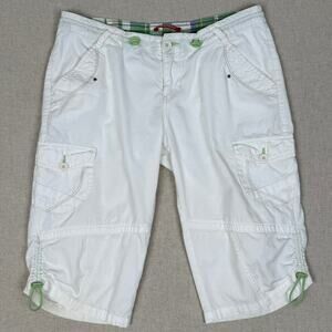 Union Bay Y2K Cargo Bermuda Shorts Juniors 9 White Low Rise Cotton Capri Pants